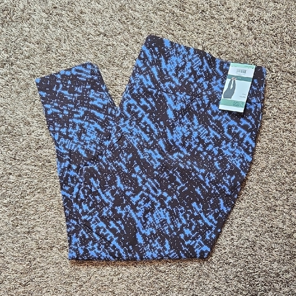 High Rise Fitted 4X 28W - 30W Plus Size Leggings Pants Snake Texture Blue Breeze